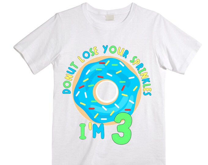 Donut Birthday Donut Donut Lose Your Sprinkles THREE Birthday Boy Shirt. Cake Smash Birthday Shirt. 3rd Donut Birthday. Birthday Shirt