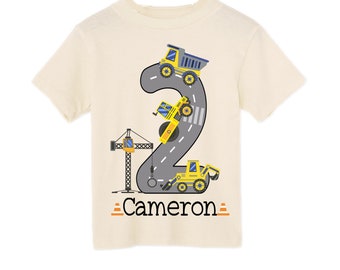 Personalized Construction Themed Digger Truck Construction theme Birthday Shirt. Two Birthday. Boy's Truck Birthday . Construction Shirt.