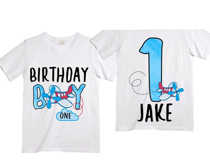 Personalized Airplane theme Birthday Shirt. ONE Birthday. Boy's Car Birthday Shirt. Airplane Racing Birthday Shirt.
