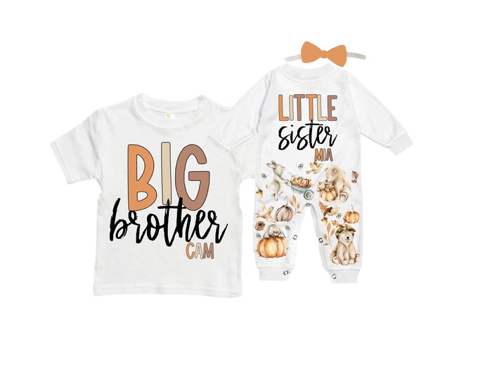 Big Brother/Little Sister Matching Sibling Set. Baby Shower Gift. Take Home Outfit. Matching Sibling Set
