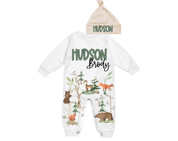 Personalized Name Baby Outfit. Baby Shower Gift. New Born Bring Home Outfit.