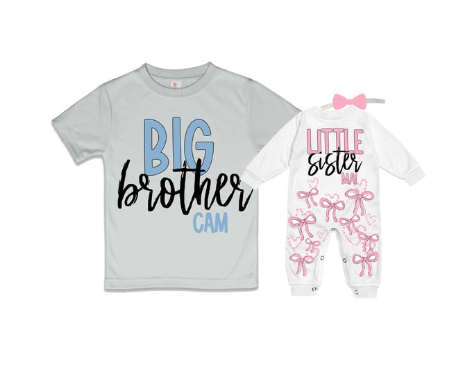 Big Brother/Little Sister Matching Sibling Set. Baby Shower Gift. Take Home Outfit. Matching Sibling Set