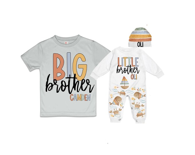 Big Brother/Little Brother Matching Sibling Set. Baby Shower Gift. Take Home Outfit. Matching Sibling Set