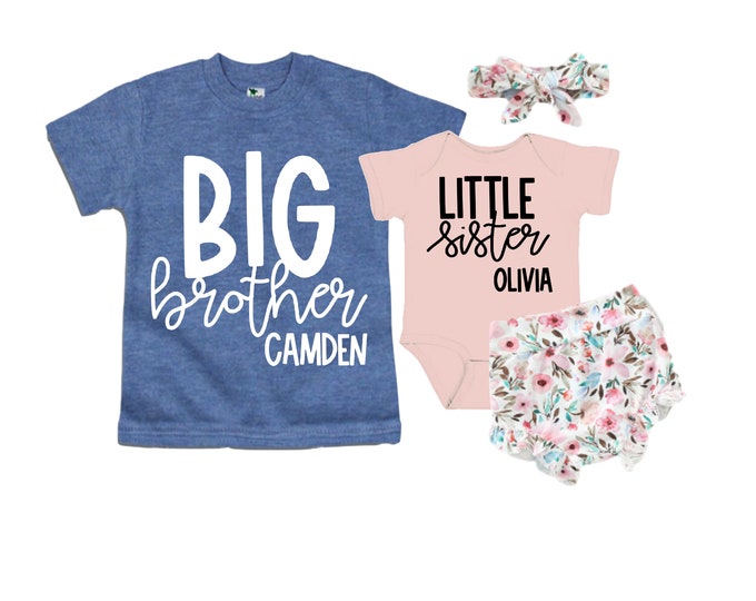 Big Brother/Little Sister Matching Sibling Set. Baby Shower Gift. Take Home Outfit. Matching Sibling Set