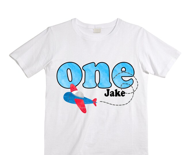 Personalized Airplane theme Birthday Shirt. ONE Birthday. Boy's Car Birthday Shirt. Airplane Racing Birthday Shirt.