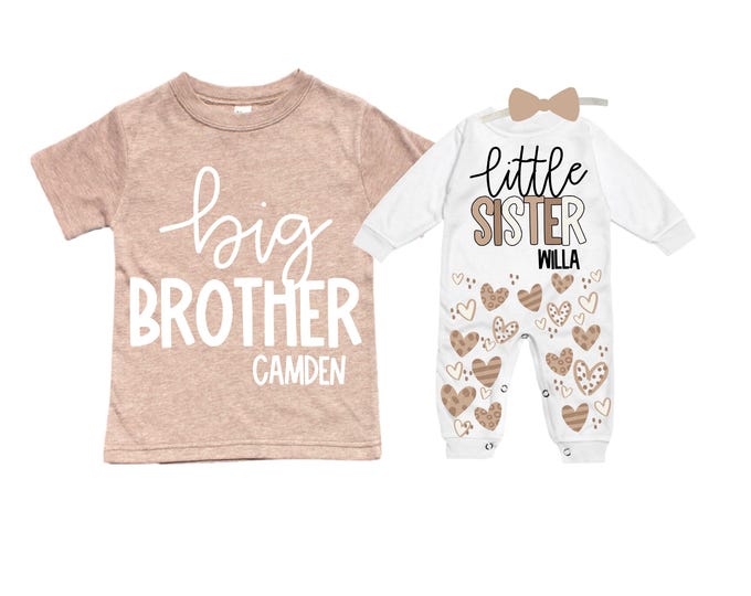 Big Brother/Little Sister Matching Sibling Set. Baby Shower Gift. Take Home Outfit. Matching Sibling Set