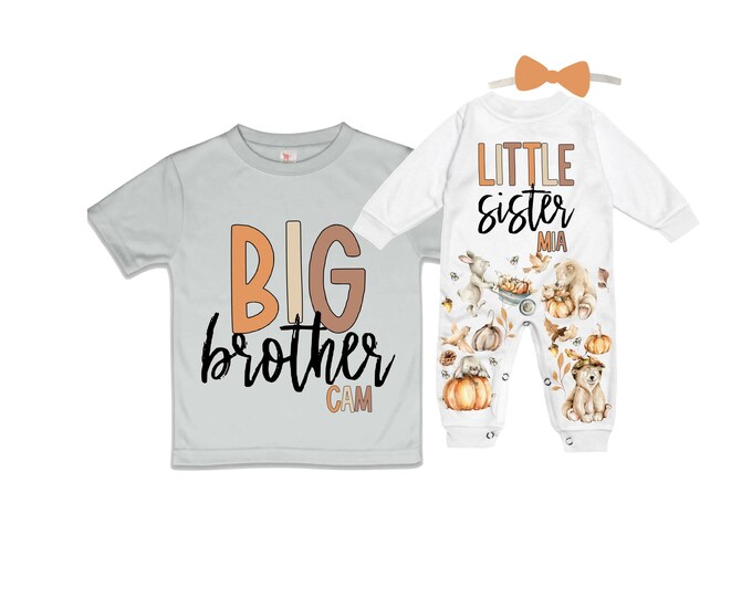 Big Brother/Little Sister Matching Sibling Set. Baby Shower Gift. Take Home Outfit. Matching Sibling Set