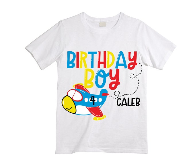 Personalized Airplane FOUR  Airplane theme Birthday Shirt. FOUR Birthday. Boy's Racing Birthday . Airplane Party Birthday