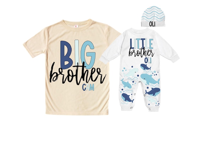 Big Brother/Little Brother Matching Sibling Set. Baby Shower Gift. Take Home Outfit. Matching Sibling Set