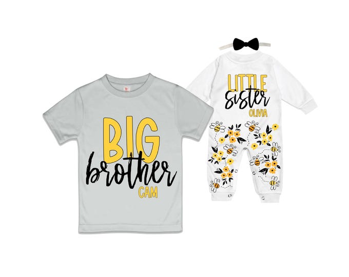 Big Brother/Little Sister Matching Sibling Set. Baby Shower Gift. Take Home Outfit. Matching Sibling Set