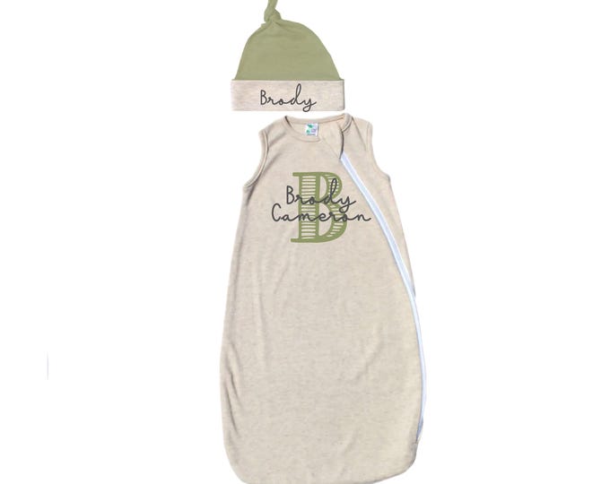 Set - Personalized Name Baby Outfit. Baby Shower Gift. New Born Bring Home Outfit.