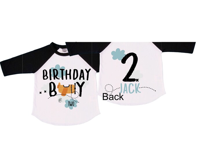Personalized Airplane theme Birthday Shirt. Two Birthday. Boy's Car Birthday Shirt. Airplane Racing Birthday Shirt.