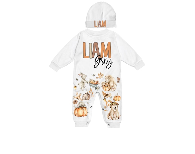 Personalized Name Baby Outfit. Baby Shower Gift. New Born Bring Home Outfit.