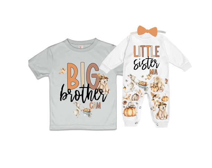 Big Brother/Little Sister Matching Sibling Set. Baby Shower Gift. Take Home Outfit. Matching Sibling Set