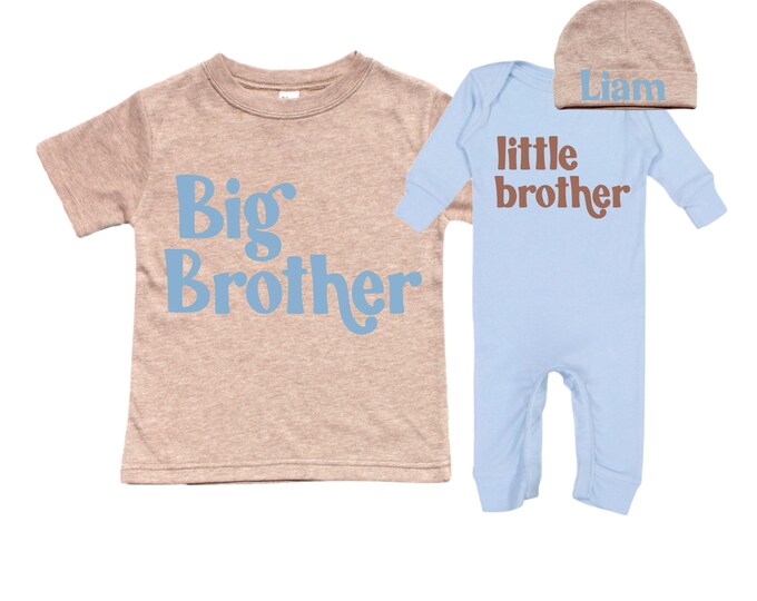 Big Brother/Little Brother Matching Sibling Set. Baby Shower Gift. Take Home Outfit. Matching Sibling Set