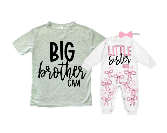 Big Brother/Little Sister Matching Sibling Set. Baby Shower Gift. Take Home Outfit. Matching Sibling Set