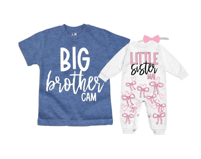 Big Brother/Little Sister Matching Sibling Set. Baby Shower Gift. Take Home Outfit. Matching Sibling Set