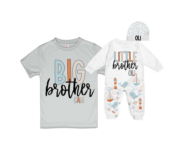 Big Brother/Little Brother Matching Sibling Set. Baby Shower Gift. Take Home Outfit. Matching Sibling Set