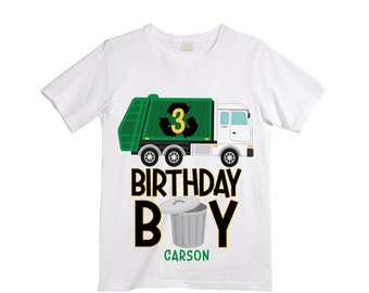 Personalized Dump Everything! I'm 3 Trash Truck / Garbage Truck theme Birthday Shirt. THREE Birthday. Boy's Trash Birthday Shirt.