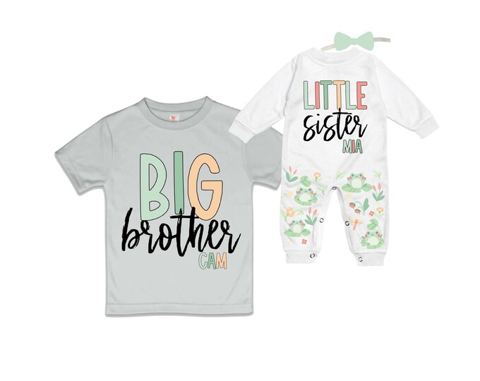 Big Brother/Little Sister Matching Sibling Set. Baby Shower Gift. Take Home Outfit. Matching Sibling Set