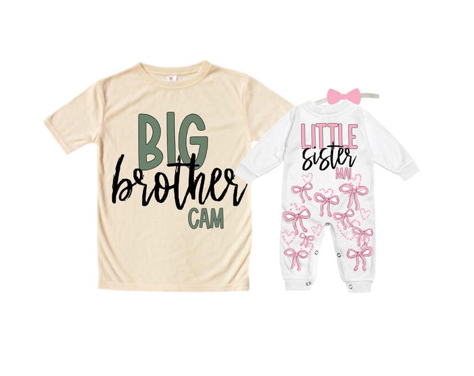Big Brother/Little Sister Matching Sibling Set. Baby Shower Gift. Take Home Outfit. Matching Sibling Set