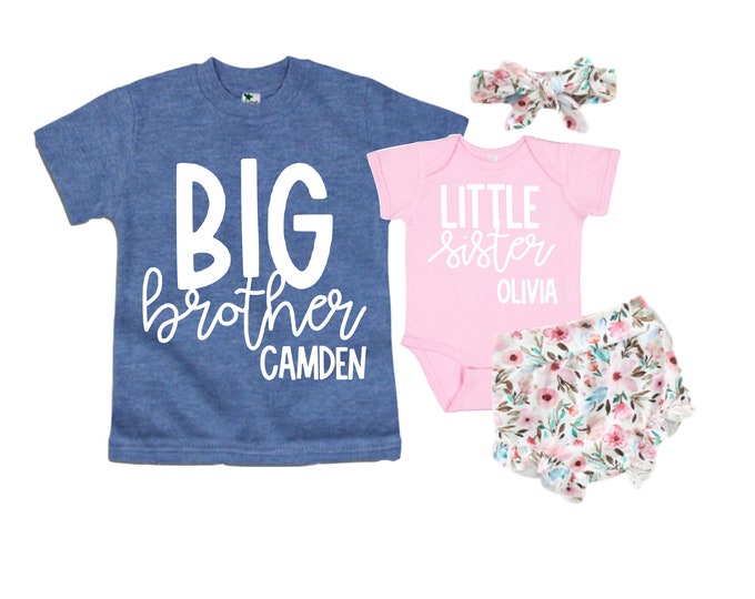 Big Brother/Little Sister Matching Sibling Set. Baby Shower Gift. Take Home Outfit. Matching Sibling Set