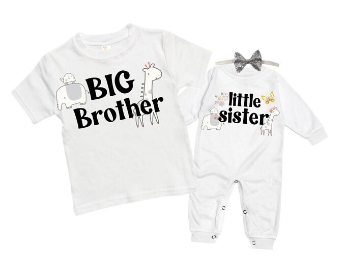 Big Brother/Little Sister Matching Sibling Set. Baby Shower Gift. Take Home Outfit. Matching Sibling Set