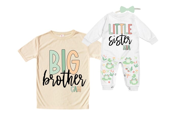 Big Brother/Little Sister Matching Sibling Set. Baby Shower Gift. Take Home Outfit. Matching Sibling Set