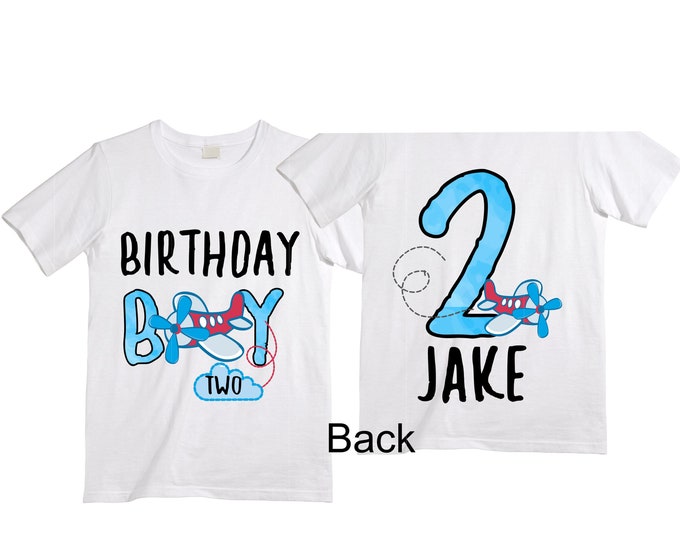 Personalized Airplane theme Birthday Shirt. Two Birthday. Boy's Car Birthday Shirt. Airplane Racing Birthday Shirt.