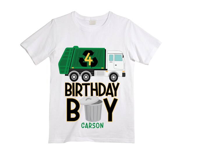Personalized Dump Everything! I'm 4 Trash Truck / Garbage Truck FOUR  Trash Truck theme Birthday Shirt. Fourth Birthday. Boy's Birthday .