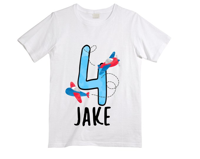 Personalized Airplane FOUR  Raglan Airplane theme Birthday Shirt. FOUR Birthday. Boy's Racing Birthday . Airplane Party Birthday