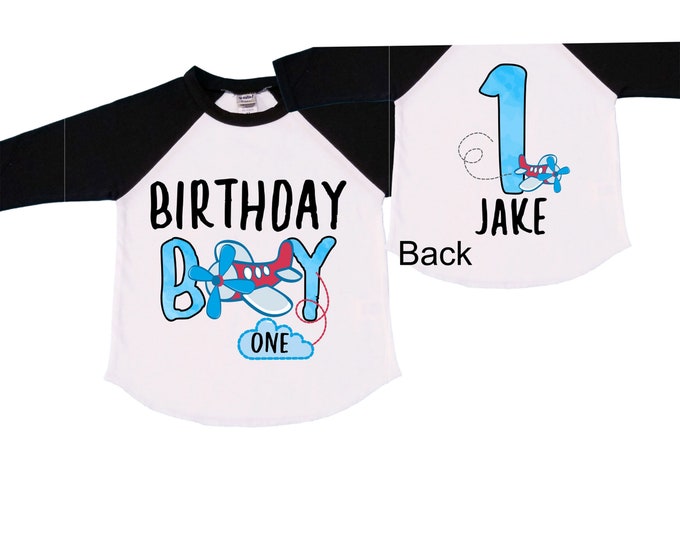 Personalized Airplane theme Birthday Shirt. ONE Birthday. Boy's Car Birthday Shirt. Airplane Racing Birthday Shirt.