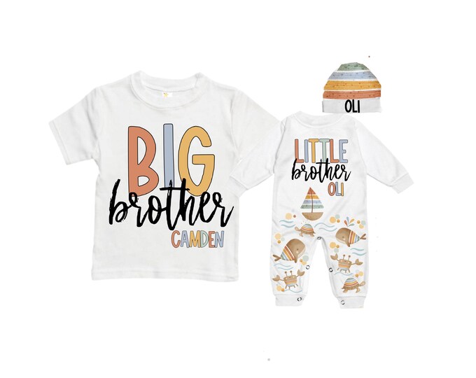 Big Brother/Little Brother Matching Sibling Set. Baby Shower Gift. Take Home Outfit. Matching Sibling Set