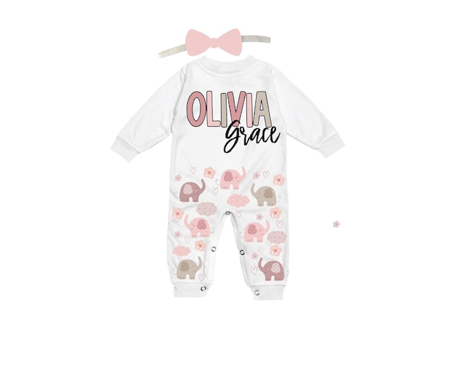 Personalized Name Baby Outfit. Baby Shower Gift. New Born Bring Home Outfit.