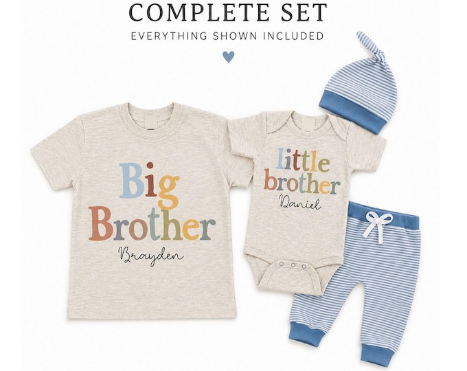 Big Brother/Little Brother Matching Sibling Set. Baby Shower Gift. Take Home Outfit. Matching Brother Set