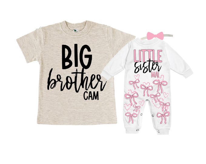 Big Brother/Little Sister Matching Sibling Set. Baby Shower Gift. Take Home Outfit. Matching Sibling Set