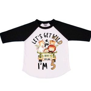 Personalized Let's Get Wild Birthday Shirt. FIVE Birthday. Boy's Safari Shirt. Safari Themed Birthday Shirt.