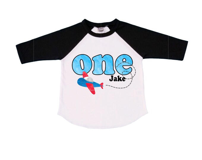 Personalized Airplane theme Birthday Shirt. ONE Birthday. Boy's Car Birthday Shirt. Airplane Racing Birthday Shirt.