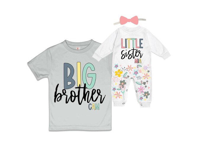 Big Brother/Little Sister Matching Sibling Set. Baby Shower Gift. Take Home Outfit. Matching Sibling Set
