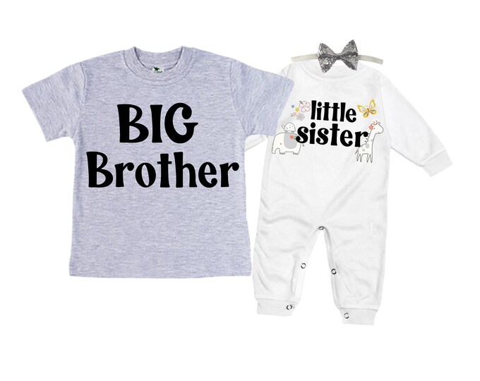 Big Brother/Little Sister Matching Sibling Set. Baby Shower Gift. Take Home Outfit. Matching Sibling Set