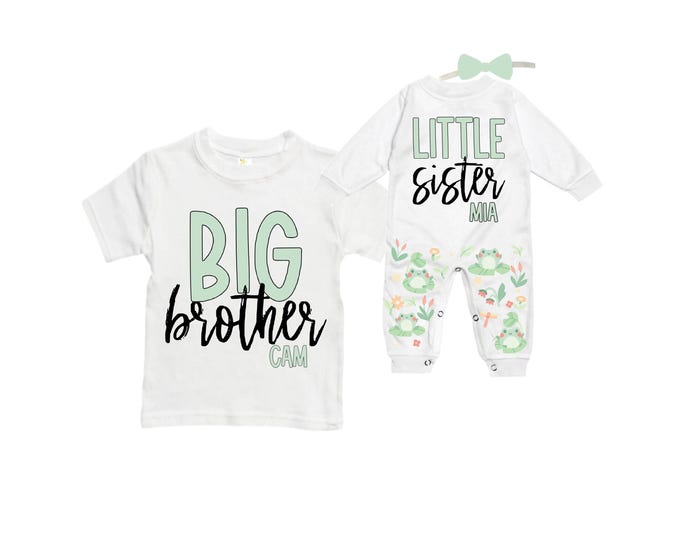 Big Brother/Little Sister Matching Sibling Set. Baby Shower Gift. Take Home Outfit. Matching Sibling Set