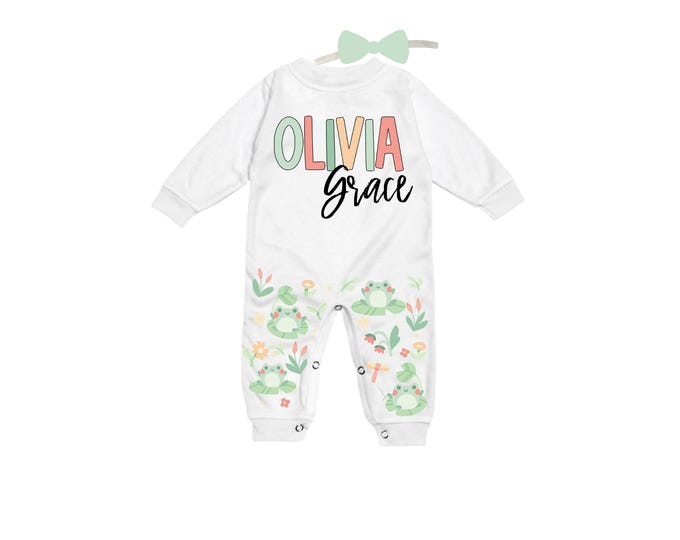 Personalized Name Baby Outfit. Baby Shower Gift. New Born Bring Home Outfit.