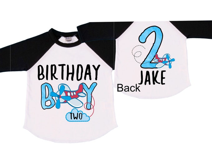 Personalized Airplane theme Birthday Shirt. Two Birthday. Boy's Car Birthday Shirt. Airplane Racing Birthday Shirt.