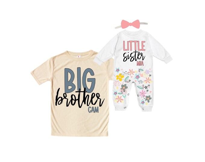 Big Brother/Little Sister Matching Sibling Set. Baby Shower Gift. Take Home Outfit. Matching Sibling Set