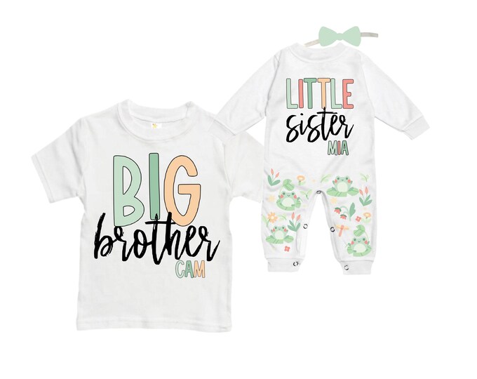 Big Brother/Little Sister Matching Sibling Set. Baby Shower Gift. Take Home Outfit. Matching Sibling Set