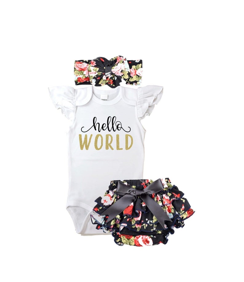 Baby Girl Take Home Outfit Baby Girl Outfit Baby Shower Gift SET Pregnancy Annoucement Gender Reveal Set