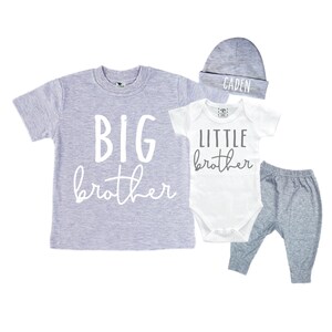 Big Brother/Little Brother Matching Sibling Set. Baby Shower Gift. Take Home Outfit. Matching Sibling Set