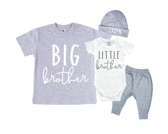 Big Brother/Little Brother Matching Sibling Set. Baby Shower Gift. Take Home Outfit. Matching Sibling Set