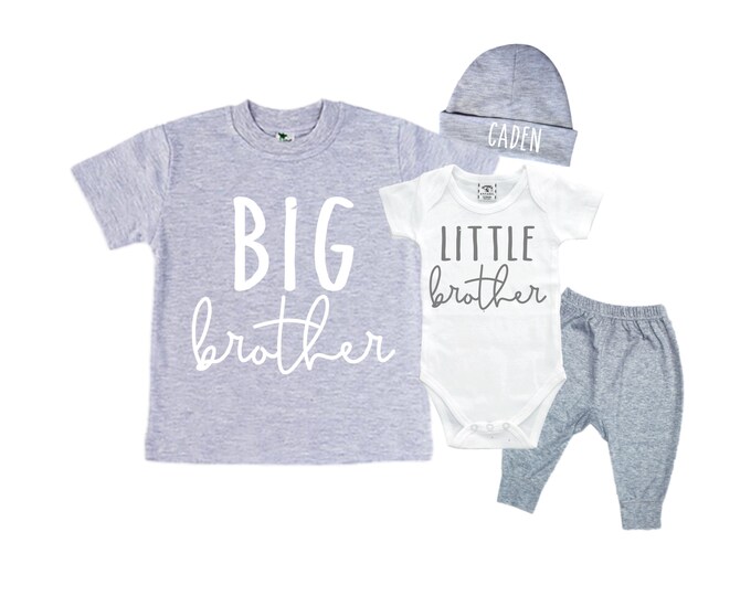 Big Brother/Little Brother Matching Sibling Set. Baby Shower Gift. Take Home Outfit. Matching Sibling Set