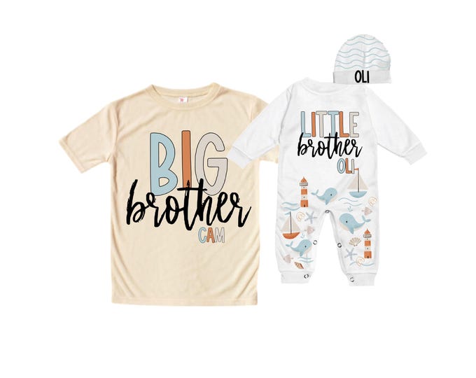 Big Brother/Little Brother Matching Sibling Set. Baby Shower Gift. Take Home Outfit. Matching Sibling Set